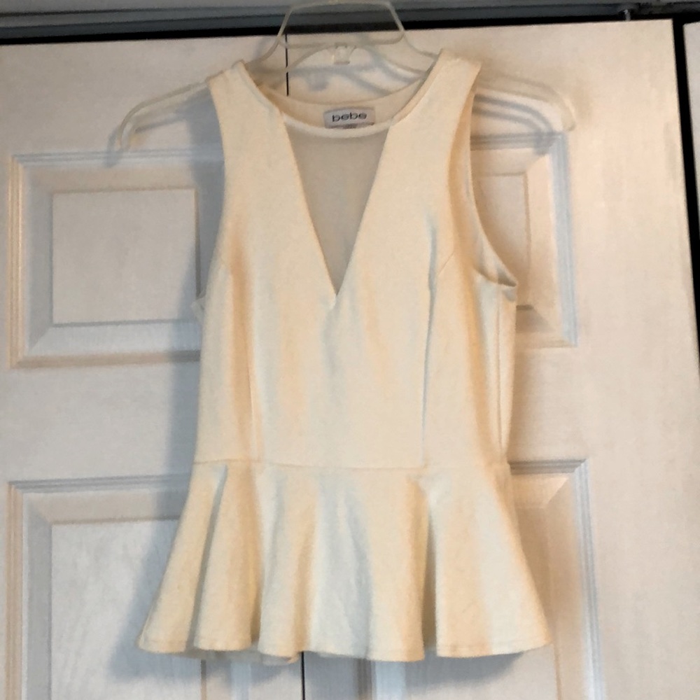 Cream mesh tank top